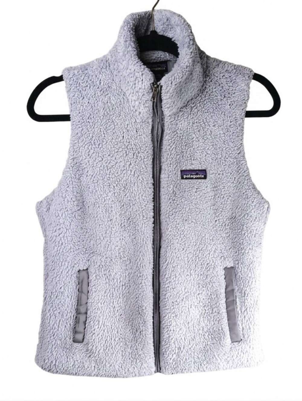 Patagonia Los Gatos High Pile Fleece Full Zip Stand-Up Collar Gray Vest Medium